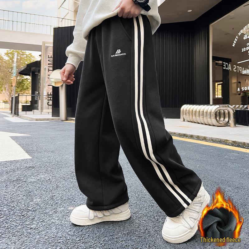 2025 Boys' Fleece-Lined Sweatpants: Thick, Handsome, Loose Fit for Autumn/Winter