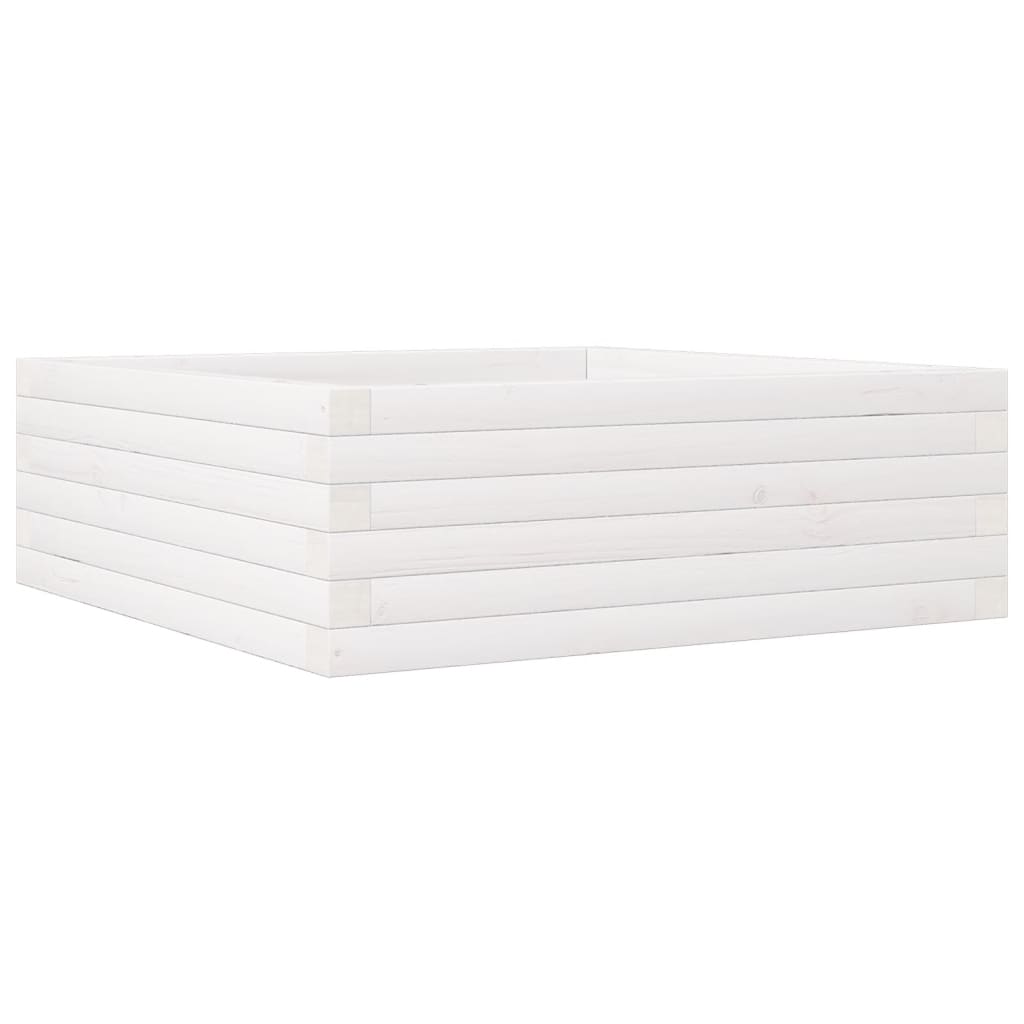 Vidaxl Donica Ogrodowa, Biała, 70X70X23 Cm, Lite Drewno Sosnowe