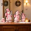 Christmas Village Display Pieces 3Pcs Wooden Tabletop Decor, Cute Snowman Gingerbread Man Figurines, Festive Figures Table Centerpiece, Rustic