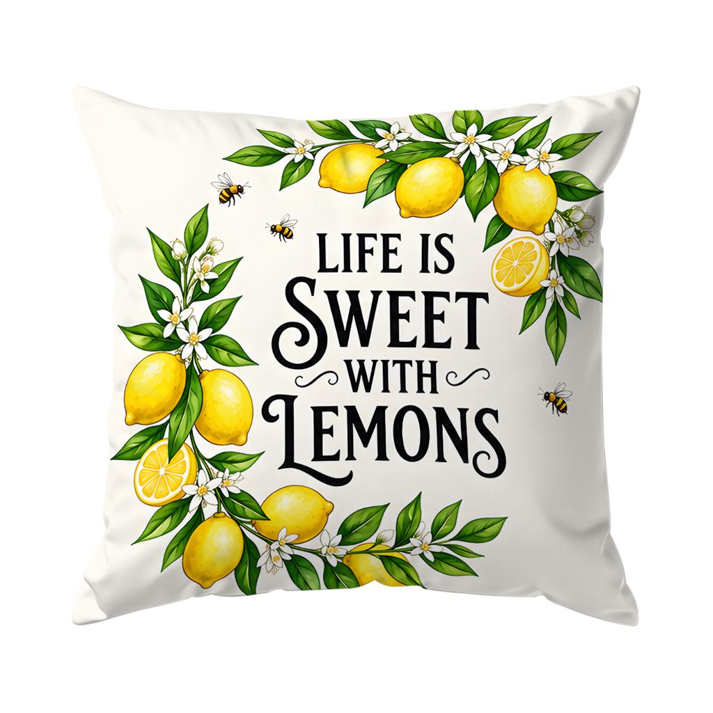 1/4pcs Plaid Striped Farm Lemon Pattern Cushions Pillowcase Polyester Cushion Cover Throw Pillow Pillowcover Home Car Sofa Decor