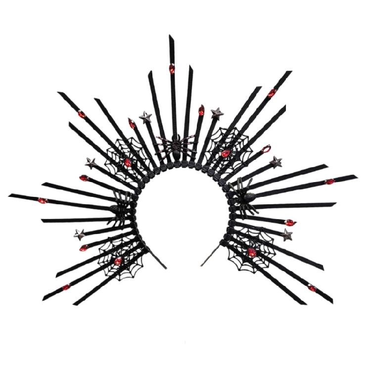 Punk Rock Pajęcze Nakrycia Głowy Złote Metaliczne Opaski Opaska do Włosów z Kolcami Dekoracje na Festiwale Muzyczne i Kluby Nocne