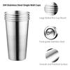 4pcs 300ml/500ml/600ml Stainless Steel Cups Metal Pint Unbreakable Shatterproof Drinking Glasses Stackable Water Cups Tumbler