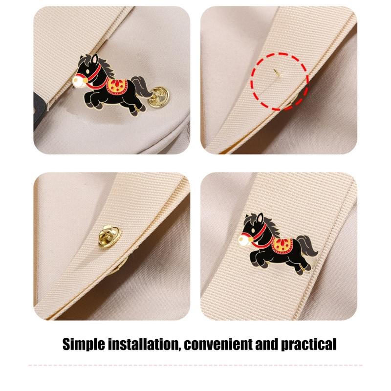 4Pcs Fashion Horse Year Brooch Unique Decoration Compact Design Safety Badge Pin For Coats Bags Hats Scarves