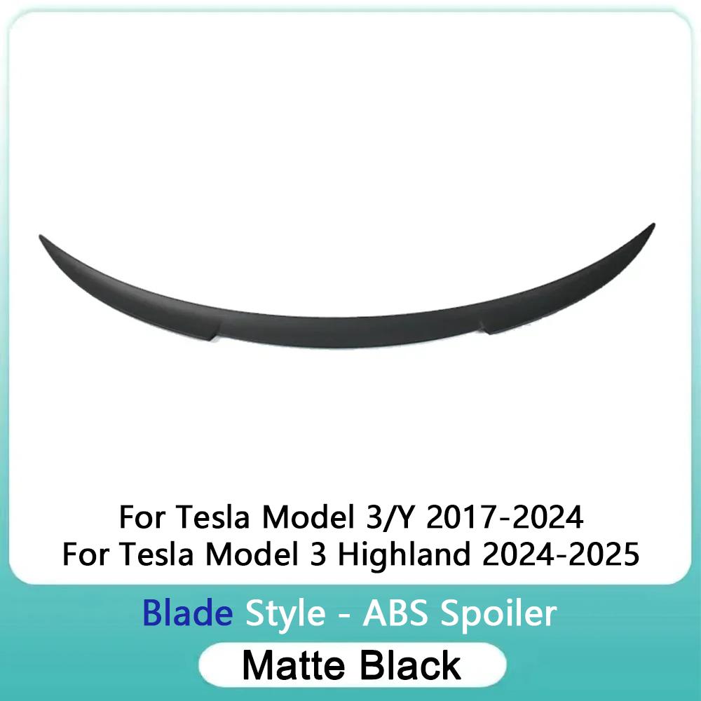 ModelY Spoiler Rear Door Tail Trunk Wing ABS Carbon Fiber Look For Tesla Model 3/Y 17-24 Accessories Model3 Highland 2025+ HOT