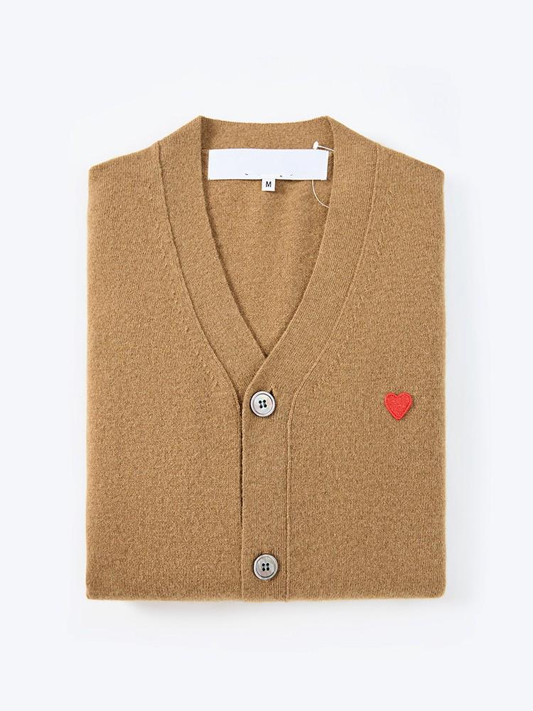 Unisex V-Neck Heart Kawakubo Wool Cardigan Sweater