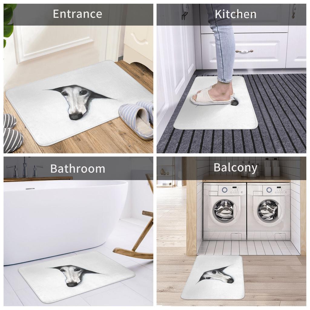 Daffodil Hound Dog Front Door Mat Anti-Slip Indoor Quick Dry Whippet Greyhound Doormat Kitchen Bedroom Entrance Rug Carpet