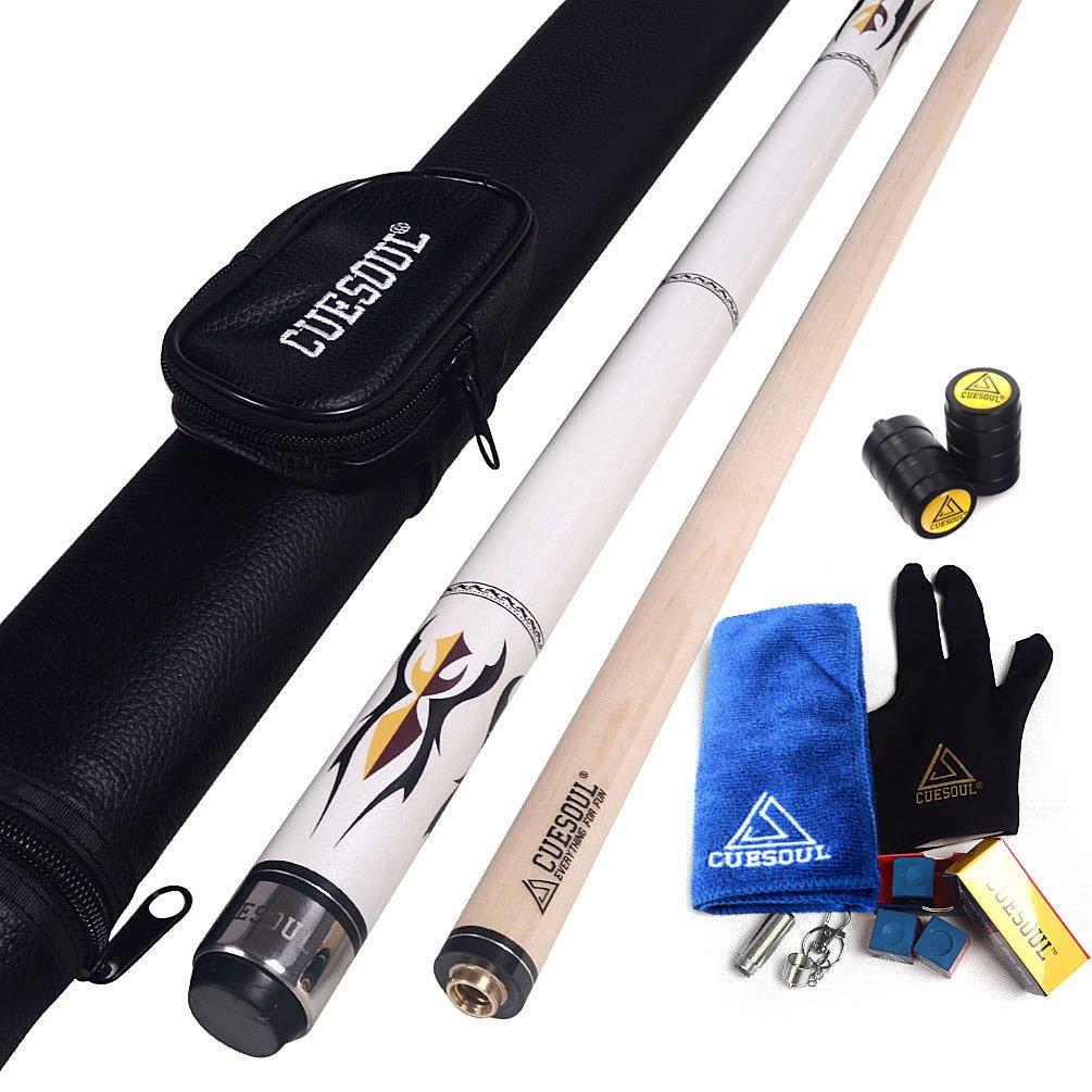 Cuesoul 19oz Maple Billiard Pool Cue Stick U101 Case 58" 2-Piece +