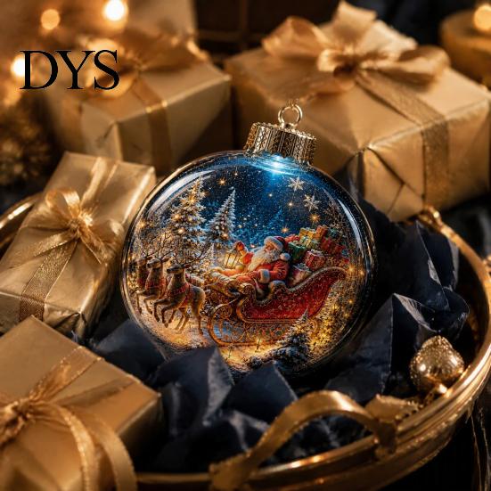 Clear Holiday Sphere Christmas Ball Ornament with LED Lights, Snow Scene Acrylic Theme Decorations Decor, Shatterproof Xmas Tree Hanging Seasonal