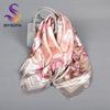  Fashion Bright Color Ladies Silk Scarf Brand Tulip Square Scarves Fouldard Fall Winter Elegant Womenl Satin Scarves