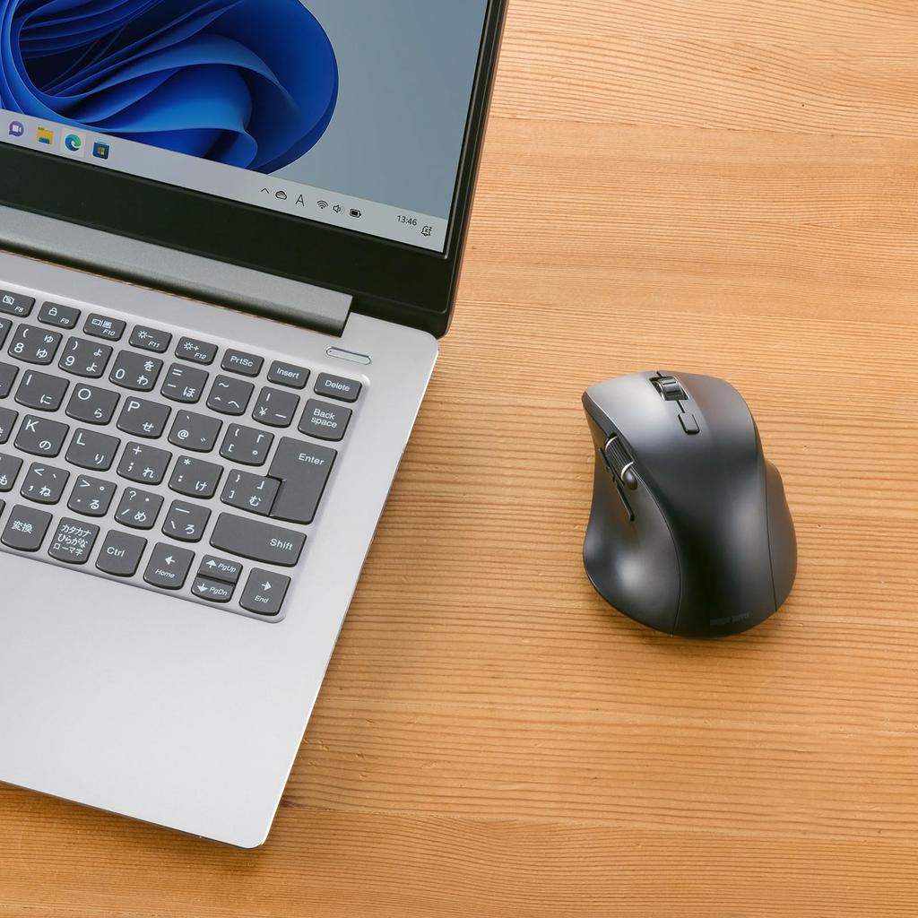 Sanwa Supply MA-BBS523BK Silent Bluetooth Mouse (with Side Wheel, 5 Buttons, Black)