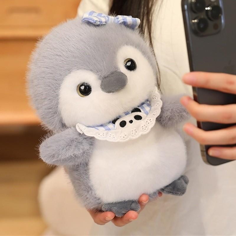 Cute Cartoon Penguin With Butterfly Headwear And Scarf Plush Toy Doll Gift For