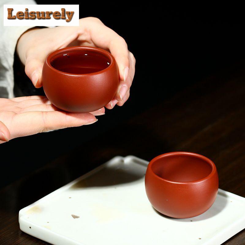 2pc/lot Chinese Dahongpao Purple Clay Tea Cup Handmade Portable Small Tea Bowl Puer Teaware Mug Zisha Teacup Master Cups 75ml