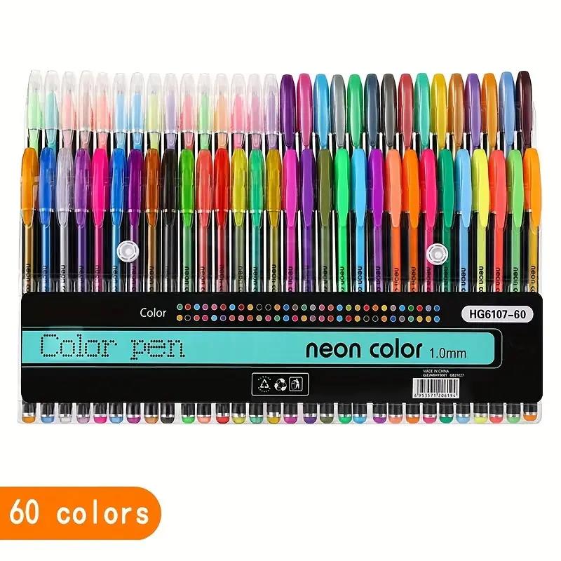 60-Count Vibrant Gel Pens Set - Fine Point Art Markers for Adult Coloring Books, Doodling, Scrapbooking, Writing - Students