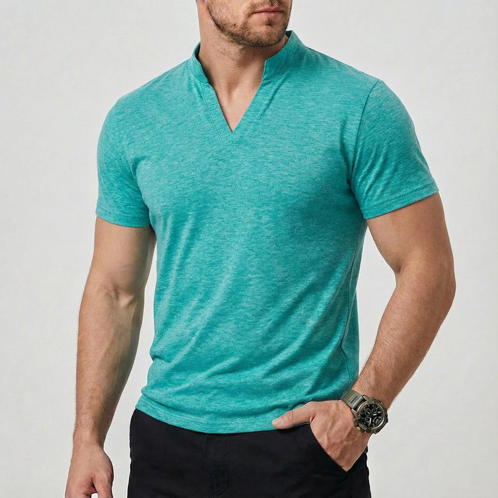 Men's Solid Color Short Sleeve Tops Men's Casual Fashion Short Sleeve Tops