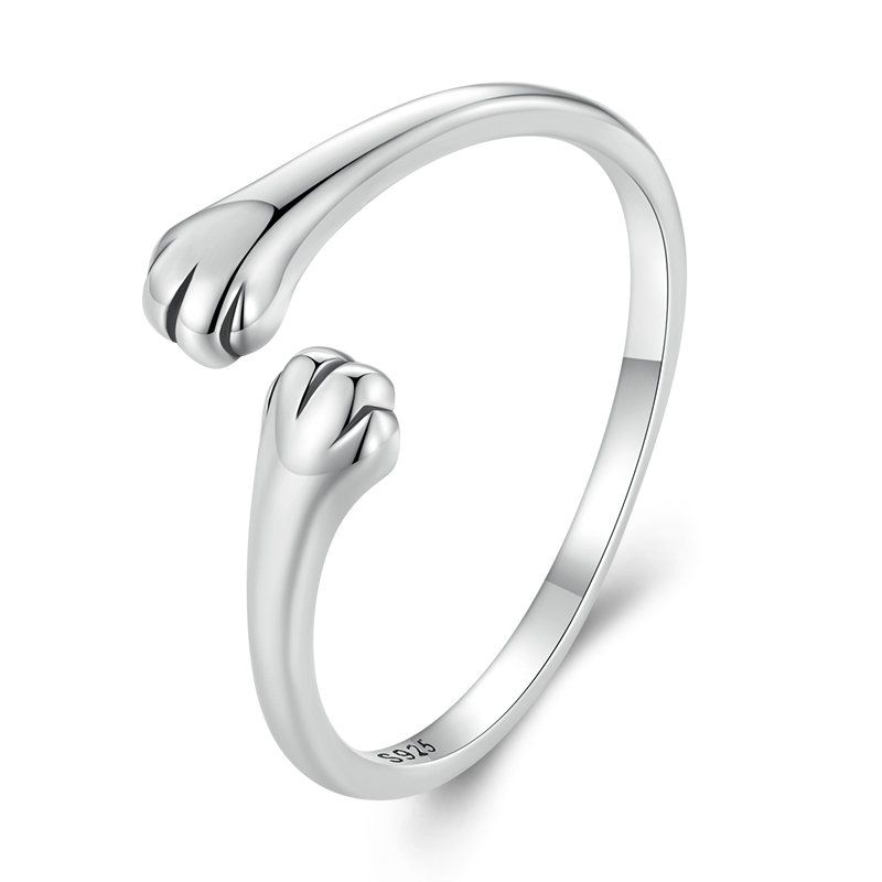 925 Silver Cat Pet Adjustable Rings For Women Animal Dog Open Ring Family Daughter Birthday Jewelry Girl Gift