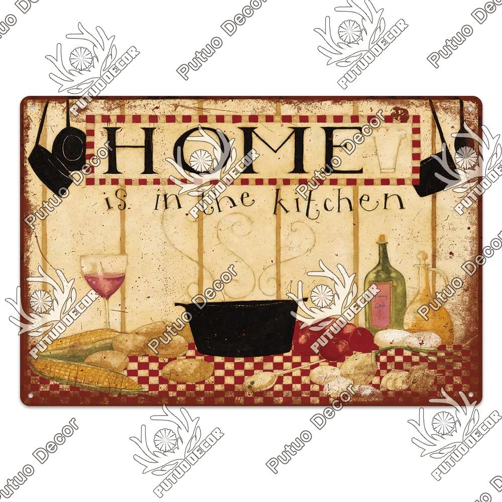 Putuo Decor Kitchen Slogan Vintage Tin Sign Plaque Metal Wall Art Stickers Cafe Kitchen Home Dinner Room Retro Poster Plate