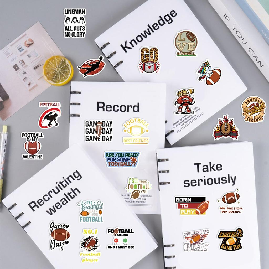 100 Autocollants de Football, Autocollants Imperméables de Football Américain, Autocollants Pour Bagages, Skateboards et Casques