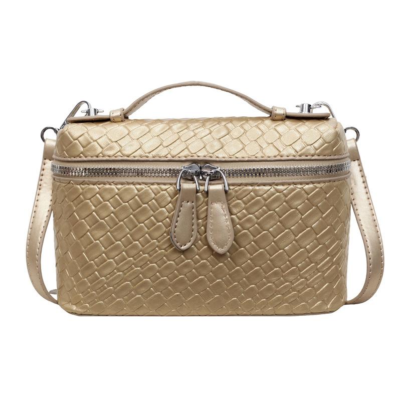 

Spring new cosmetic bag small square bag woven texture small fragrance shoulder crossbody chain portable box bag золотий