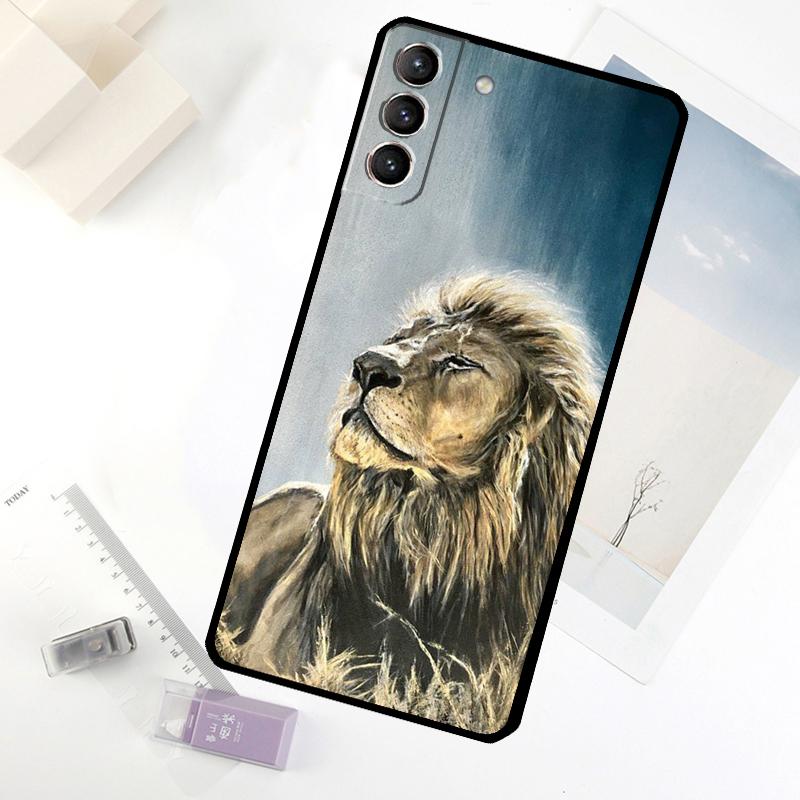 Lion Animal Phone Case For Samsung Galaxy S24 FE S23 Ultra S21 S22 S25 S26 Ultra S10 Plus S20 FE Cover