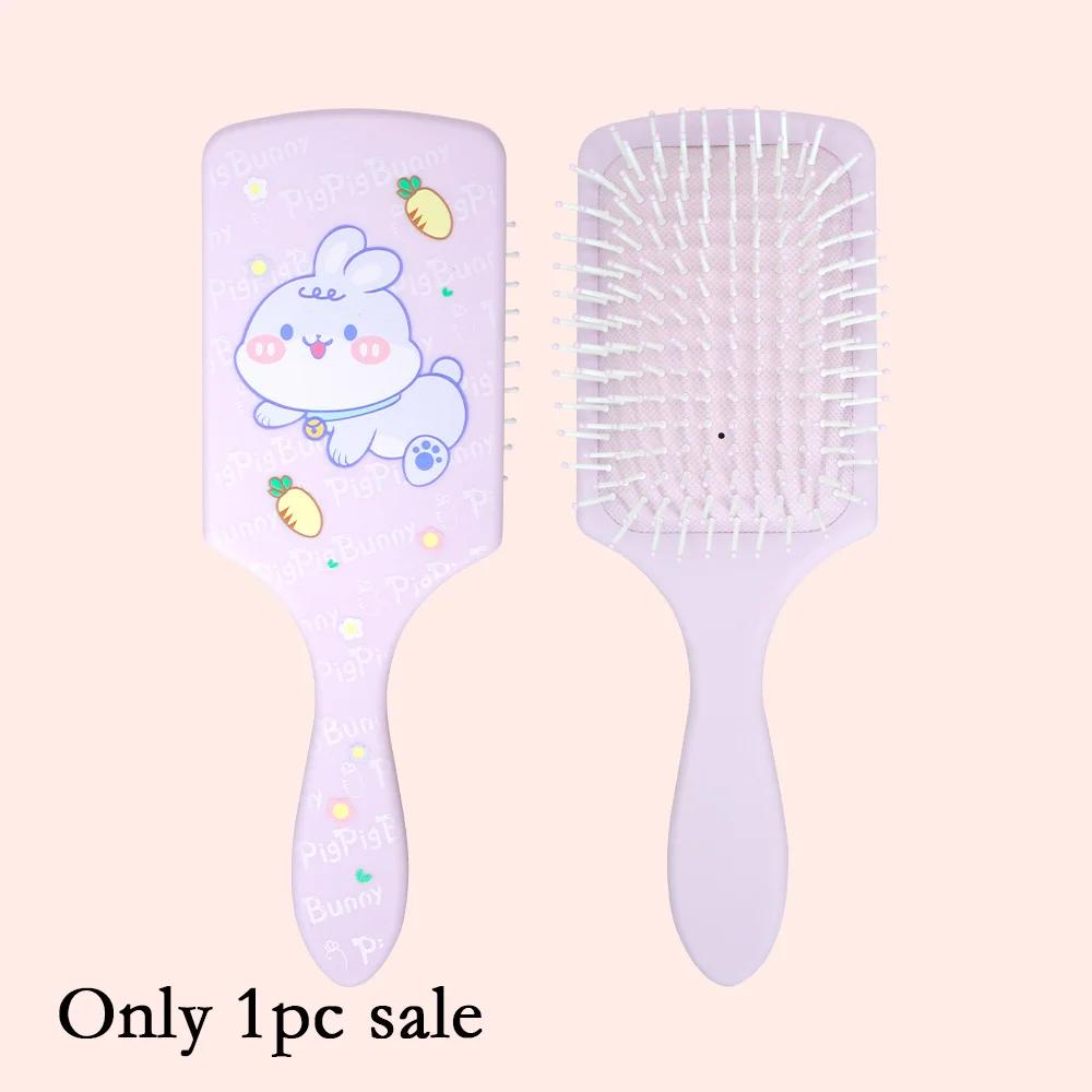 Cute Pig & Rabbit Family Air Cushion Comb - Soft Massage Bristles, Lovely Cartoon Design for Girls & Daily Hair Care