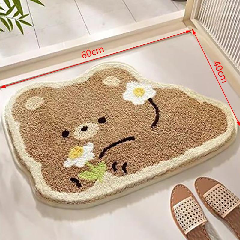 Vstupní rohožka ve tvaru kreslené postavičky, imitace kašmíru, domácí, koupelnová a kuchyňská absorpční, snadná údržba, protiskluzová podlahová rohožka