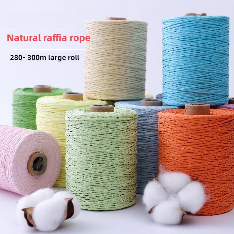 150g Baumwoll-Raffiagarn Natur zum Handstricken Häkeln Sommer Strohhüte Sandalen Haken Taschen Papiergrasfaden 1 Knäuel\=280M