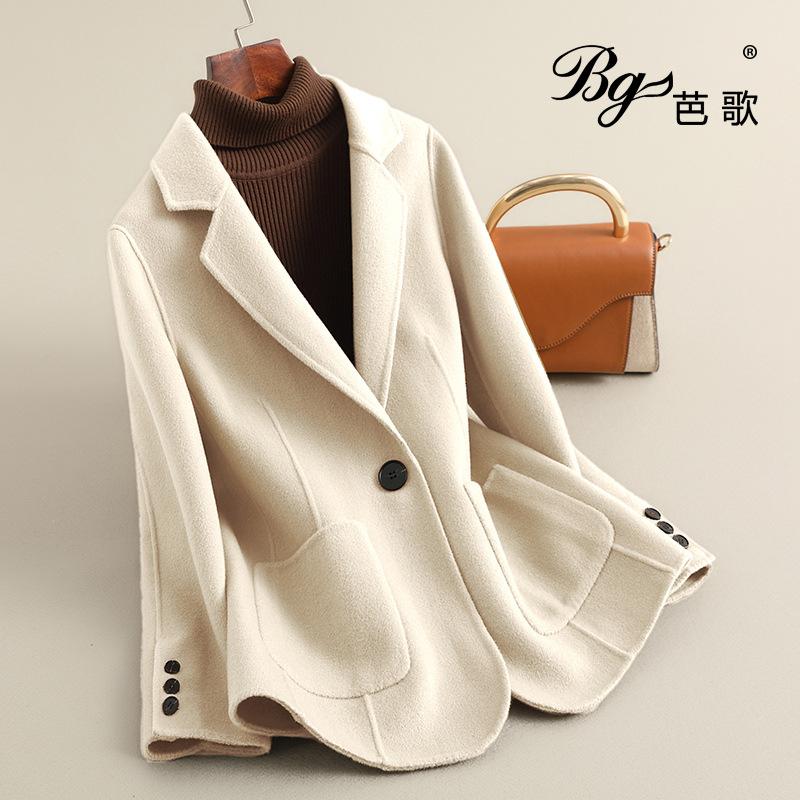 Autumn New Double-sided Wool Short Small Suit Coat Slim-fitting High-end Small Woolen Coat Women