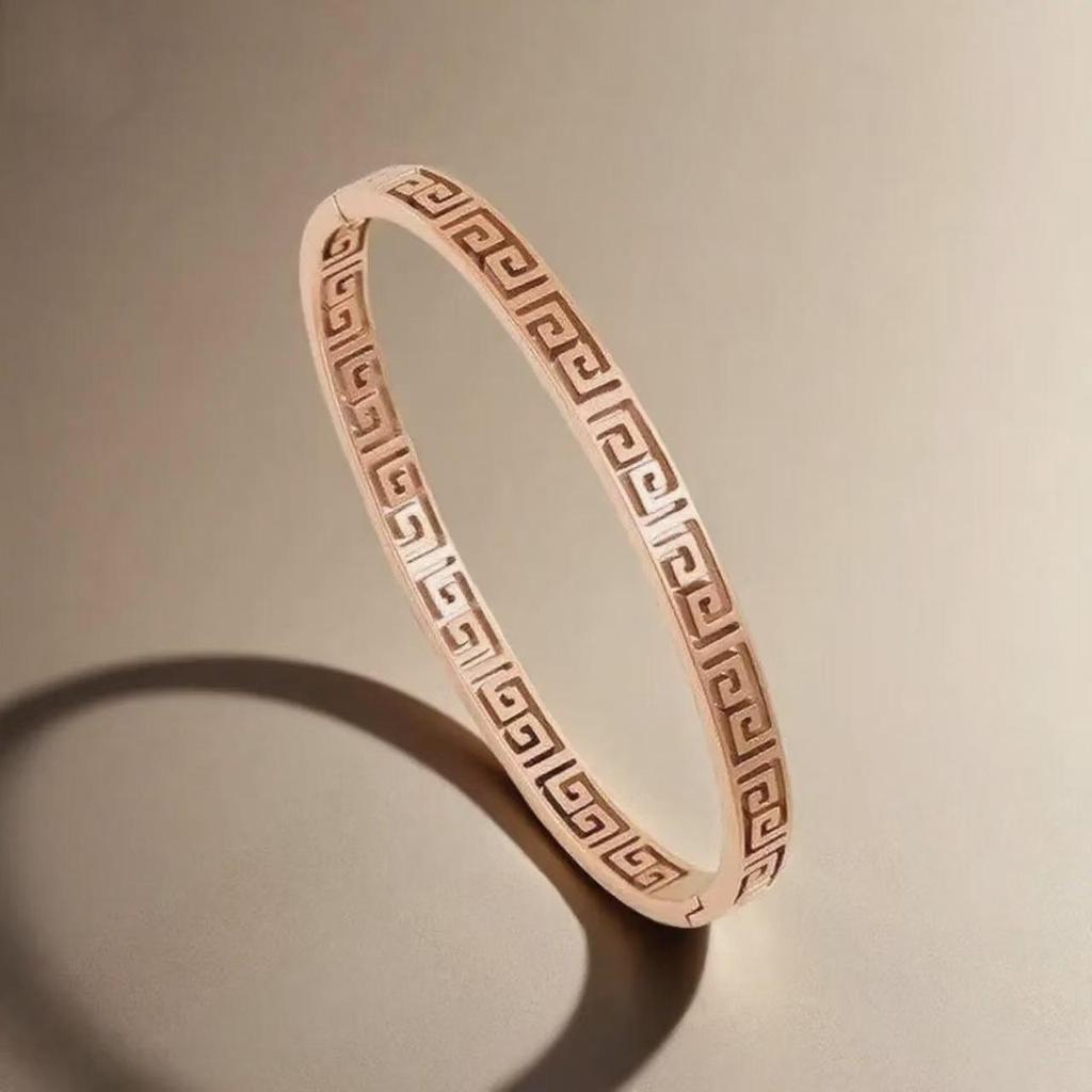 Damen Armband aus Edelstahl mit Chinesische Mauer Muster, Titanstahl, Anlaufgeschützt, Geeignet zum Baden, Leichter Luxus, Vielseitiges Design