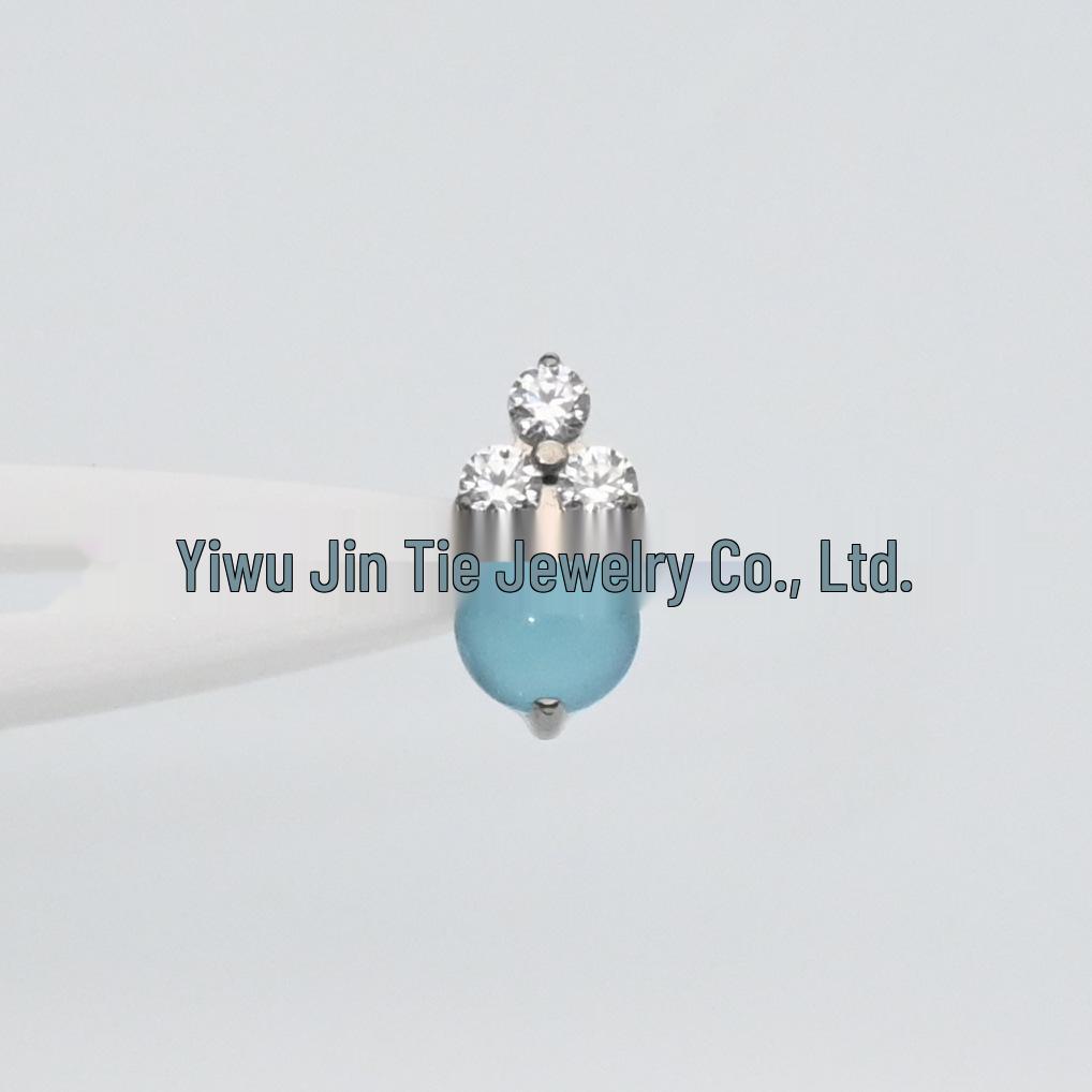 F136 Titanium Moonstone Opal Ice Cream Earrings with Diamond Inlay Lip & Tragus Studs