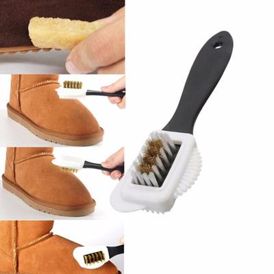 Escova de sapato de limpeza de 3 lados, limpador de sapato em forma de s de plástico para camurça, bota de neve, sapatos de couro, ferramentas e acessórios de limpeza doméstica