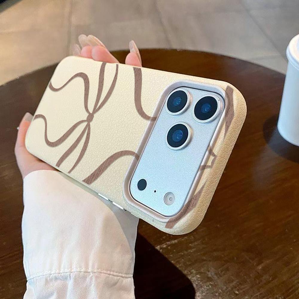 Brown Bow Fashion Ins Pattern Phone Case For iPhone 17 Pro Max 11 12 13 14 15 16 Pro 17 Air 15 14 Plus X XS XR Soft Cover