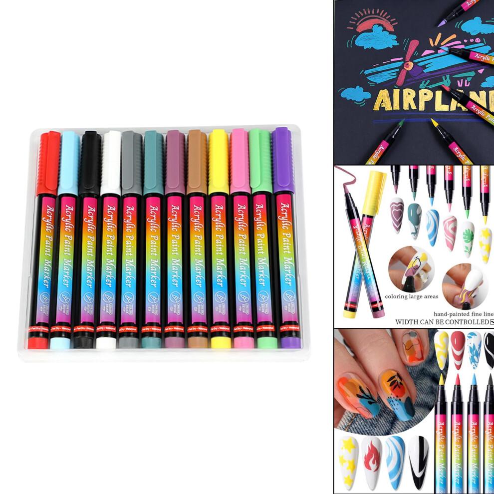 Marker Pens Painting Watercolor Pen Set Colorful Paint Markers, Smooth Art Project marker Pens for Cards Black Papers, 12 12 Colors