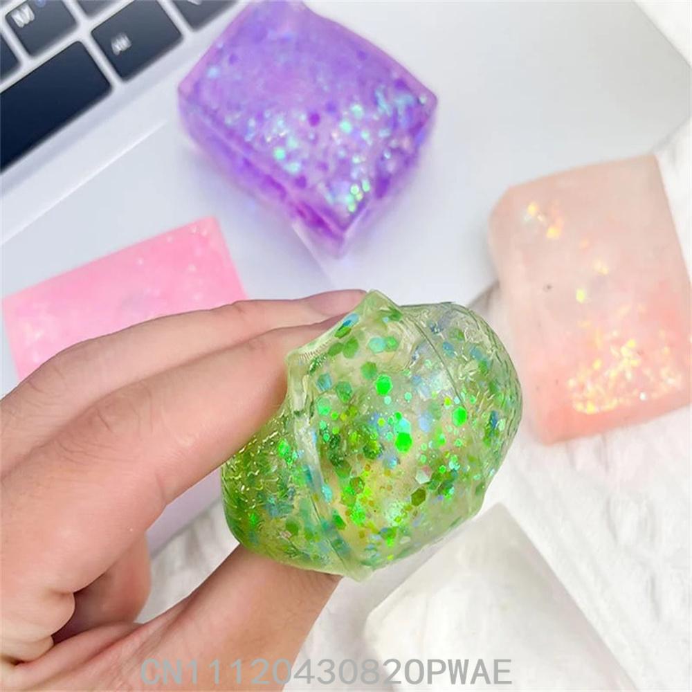 Transparent Ice Cube Sensory Fidget Toy - Soft Squeeze & Stretch Stress Relief Toy For Adults & Kids, Random Color, 1 Pack