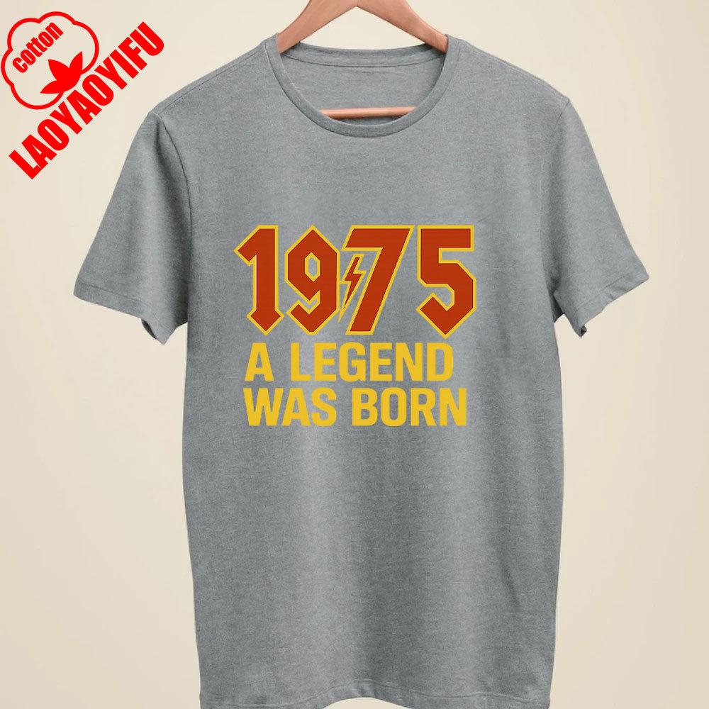 50th Birthday T Shirt 2025 1975 A Legend Was Born Retro Heavy Metal Rock Music Style Fiftieth Gifts for Him Personality Tops