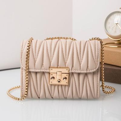 Fashion Trend Single Shoulder Women's Bag Bag, Striped Tassel Buckle Chain Crossbody Small Square Bag
