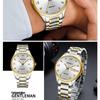 Men's Waterproof Quartz Steel Band Watch with Double Calendar