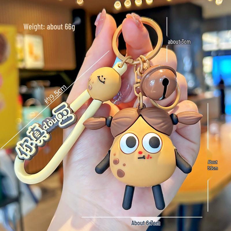 Adorable Fluffy Potato-kun Keychain with Sausage Mouth Pendant