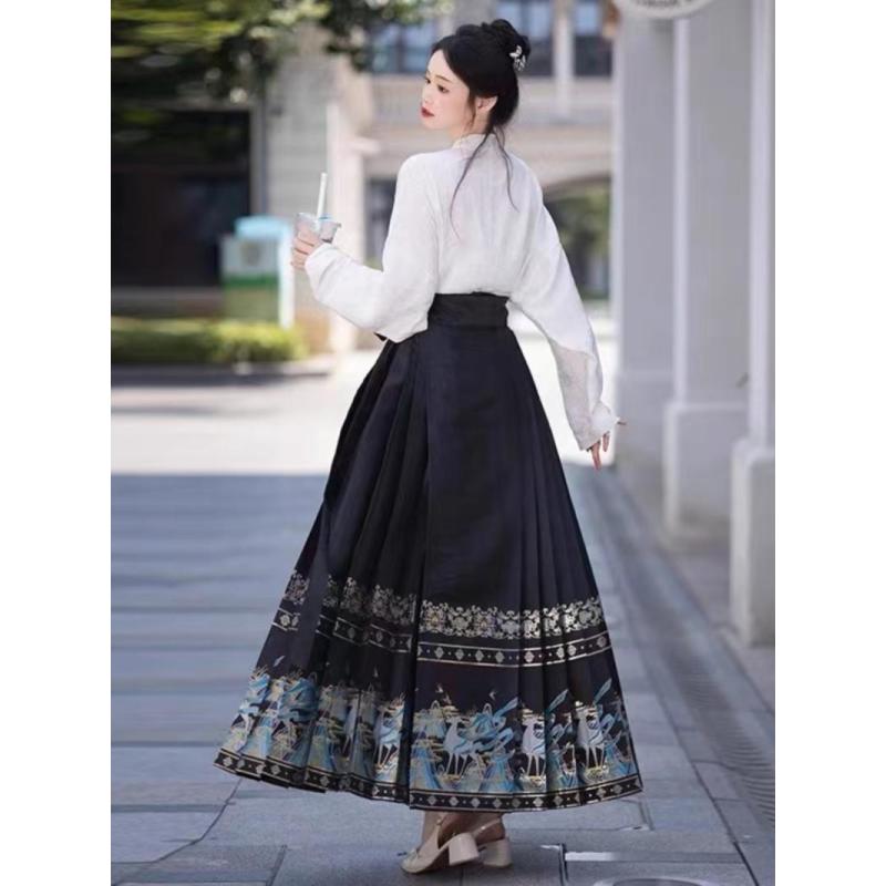 Chinese Ming Dynasty Style Hanfu Daily horse-face  Skirt Hanfu Suit