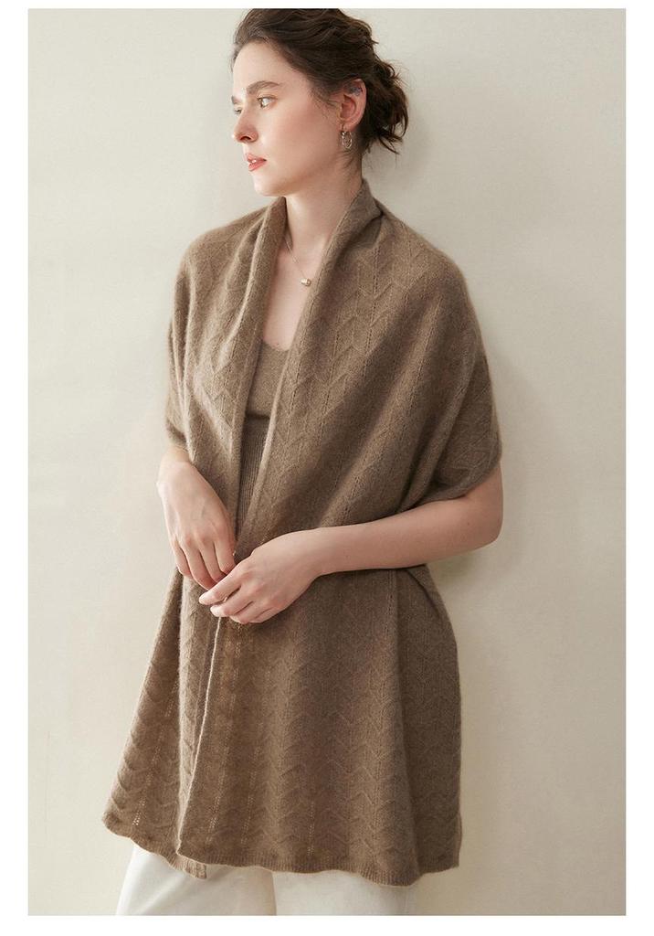 Women's 100% Cashmere Scarf - Casual, Versatile Solid Color Knit for Autumn & Winter