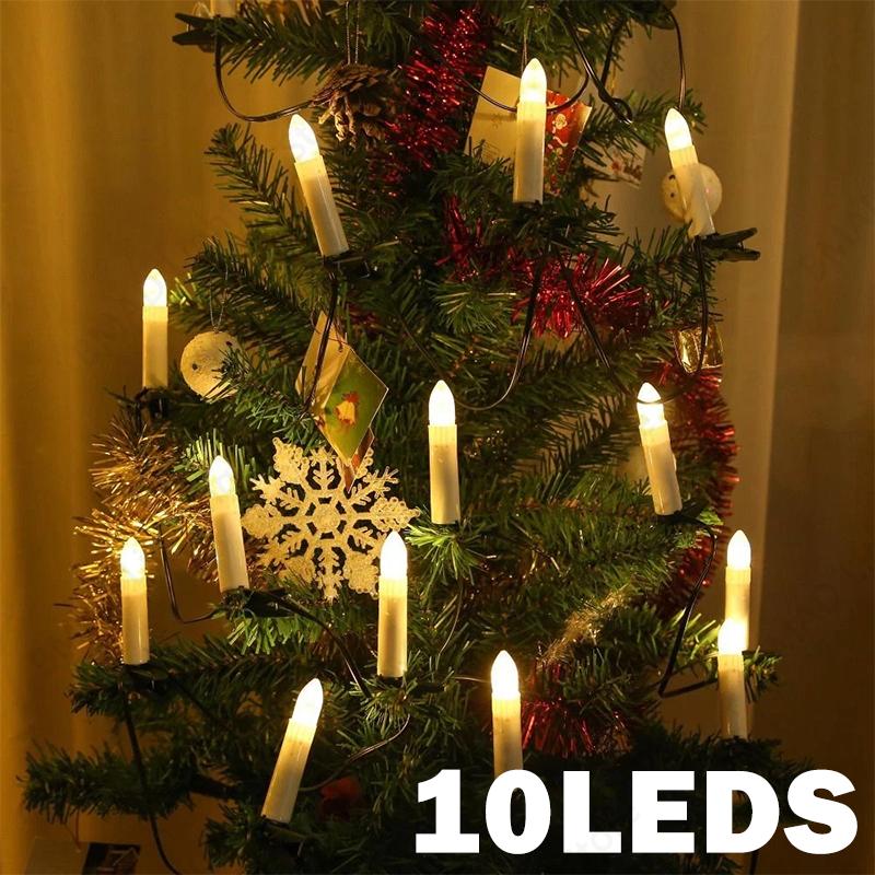 

Christmas Candle String Lights 10/20 LEDS For Indoor Outdoor Flameless Candle Lights With Clips Xmas Tree Holiday Decor