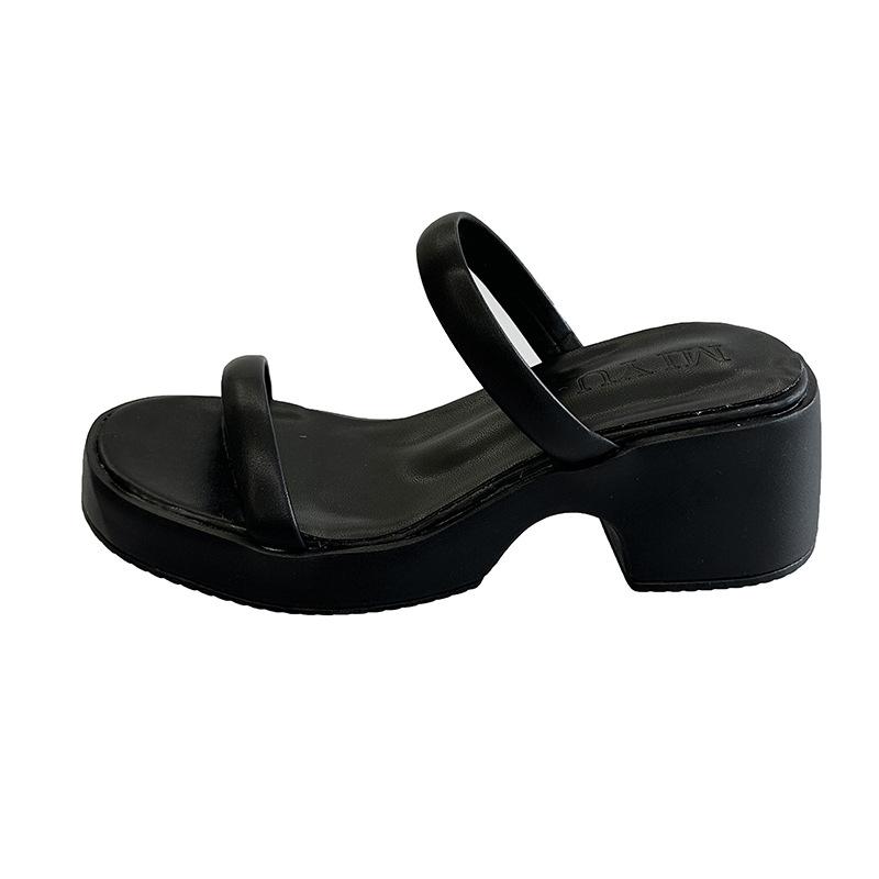 French thick-soled heightened open-toe slippers women's 2025 new fashion versatile with skirt cool slippers