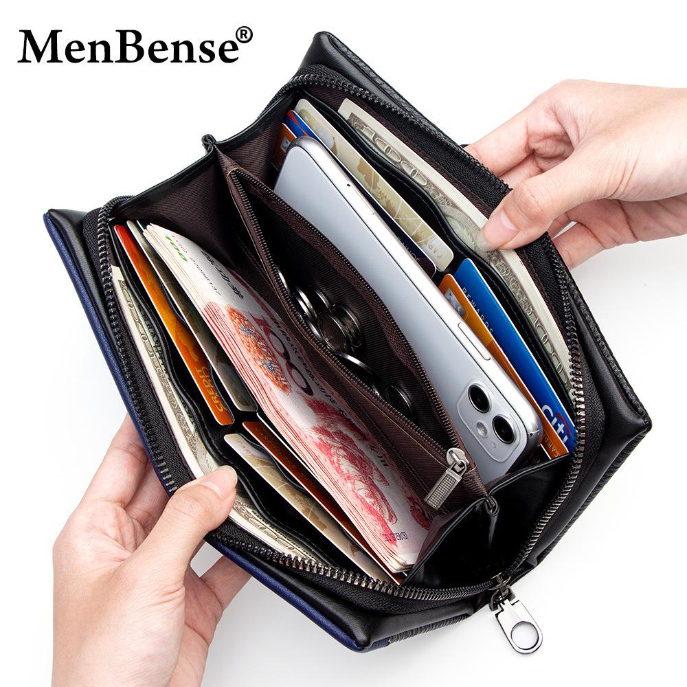 Men's Cross-Border Patchwork Creative Wristlet: Minimalist Business Clutch with Large Capacity for Mobile Devices.