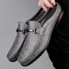 Fashion Luxury Men Genuine Leather Shoes Casual Business Men Slip-on Shoe All-Match Half Slippers Loafers Summer Handmade Flats Slippers