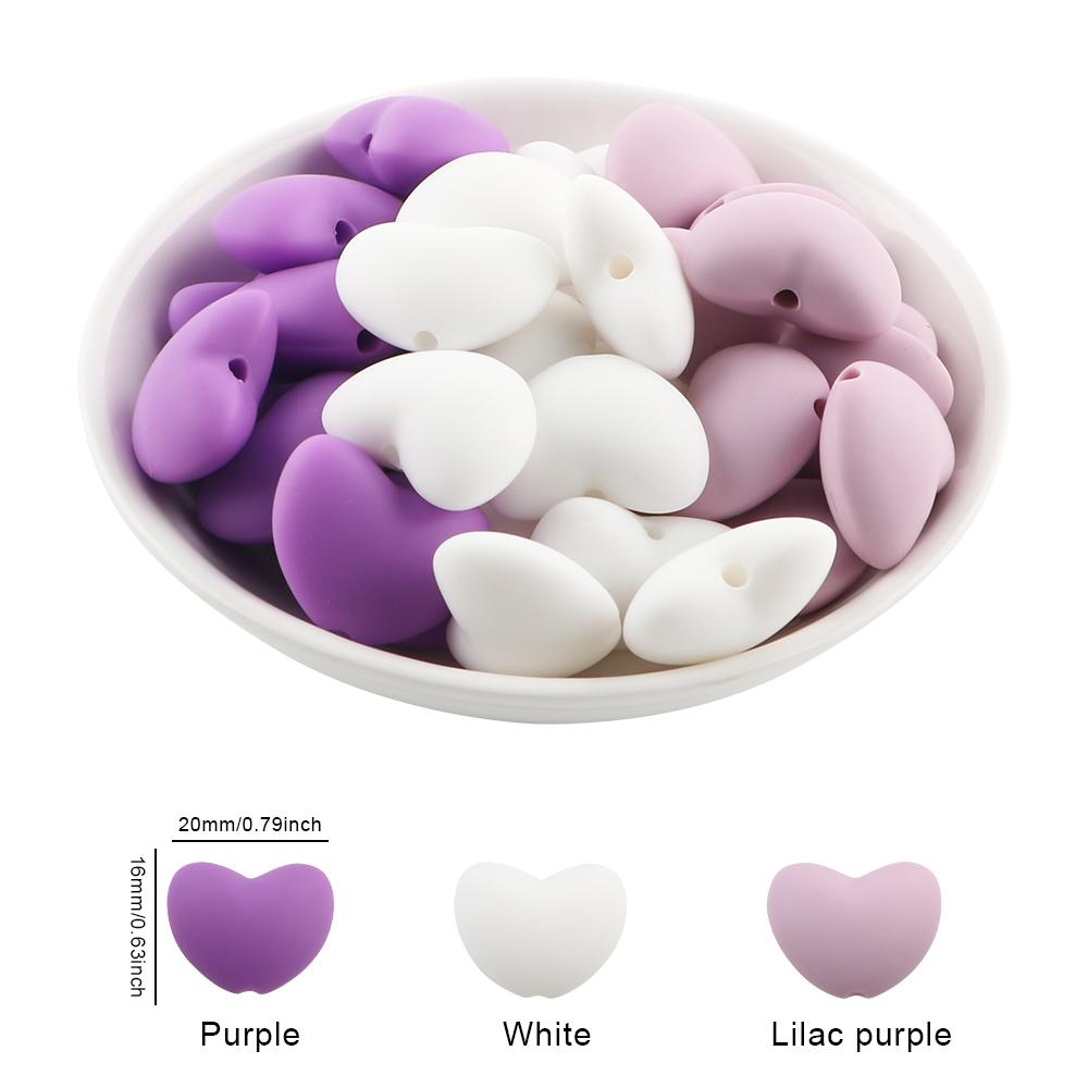 Kovict 21pcs Silicone Beads Heart Shape Charm For Jewelry Making Necklace Bracelets Accessories