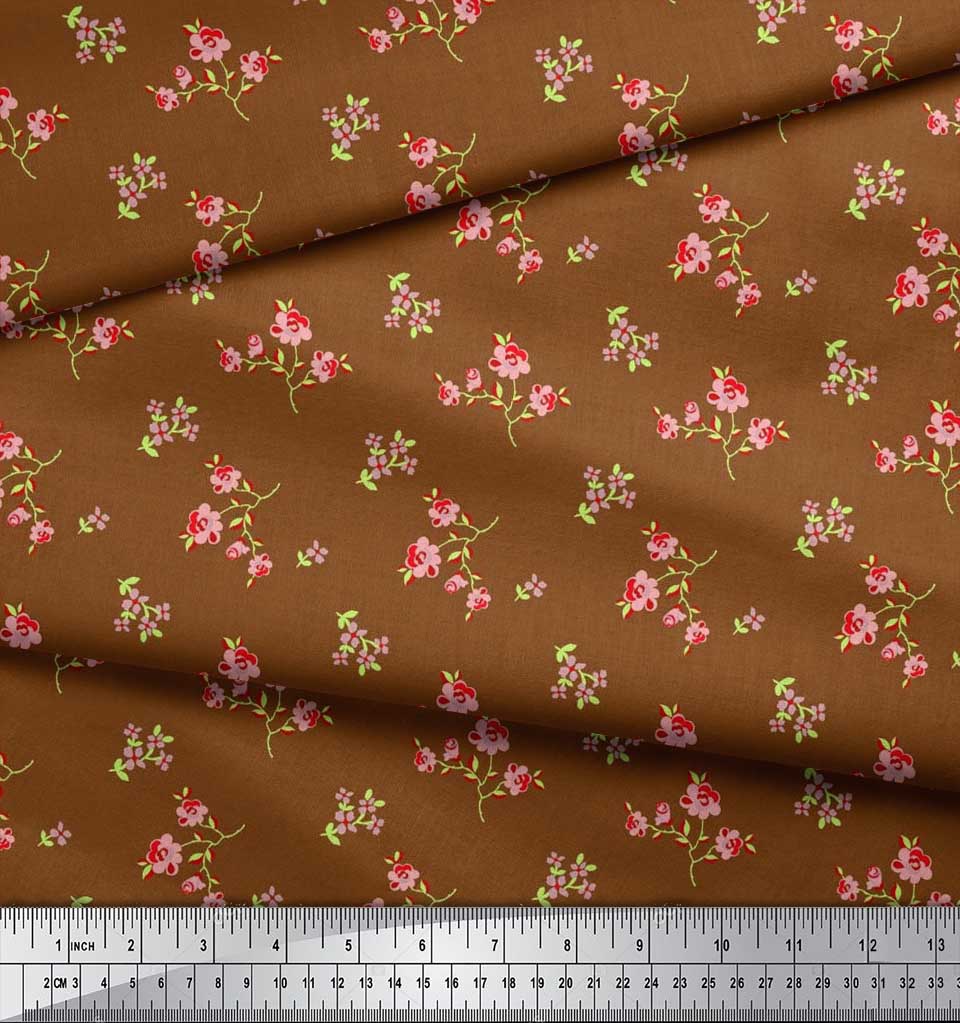 Soimoi Japonská krepdešínová saténová látka Listy a květinový umělecký potisk Šicí látka metr 42 palců