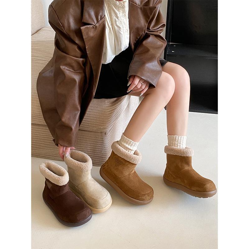 Retro Small Potato Short Snow Boots Women's New Velvet Warm Thick-soled Non-slip Versatile Cotton Boots