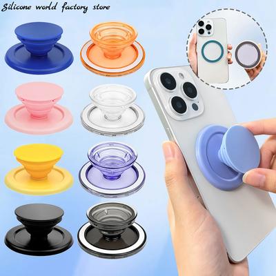 Silikon Welt Magnetischer Faltbarer Handy-Griffhalter Sockel Halterung für Magsafe Fingerring Ausziehbarer Ständer Tragbare Halterung