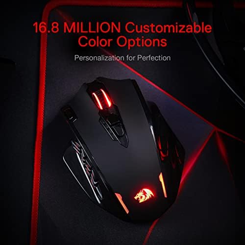 Redragon M913 Impact Elite Wireless Gaming Mouse, 16000 DPI Wired/Wireless RGB Gamer Mouse, 16 Programmable Buttons, 45-Hour Battery and Pro Optical S