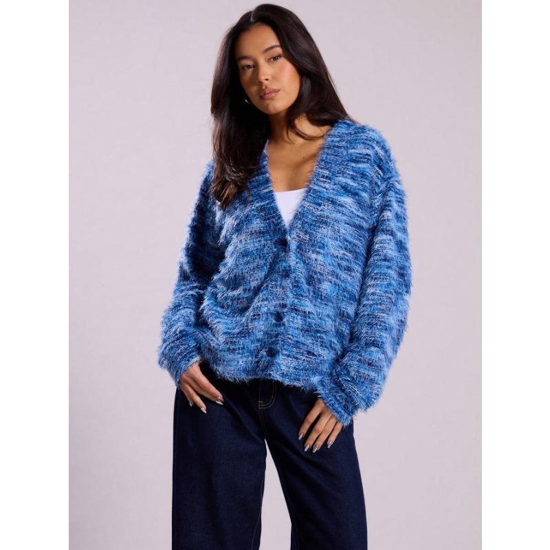 

DAFIFY Женская мода повседневная осень-зима цветные блоки с принтом длинный рукав V-образный вырез свитера XL синий