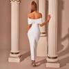 1011 European and American New Fashion Temperament Elegant Off-the-shoulder Light Luxury Hot Diamond Elegant Temperament Dress Dress